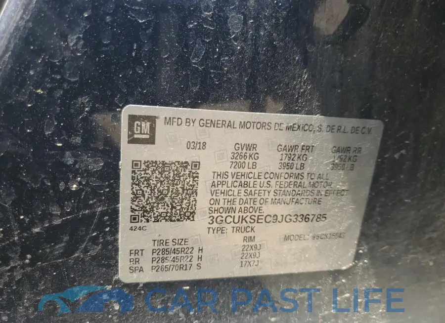 3GCUKSEC9JG336785# 12