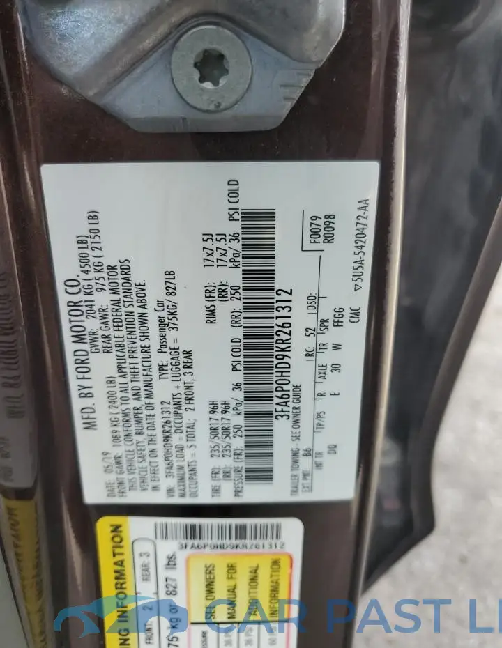 3FA6P0HD9KR261312# 12