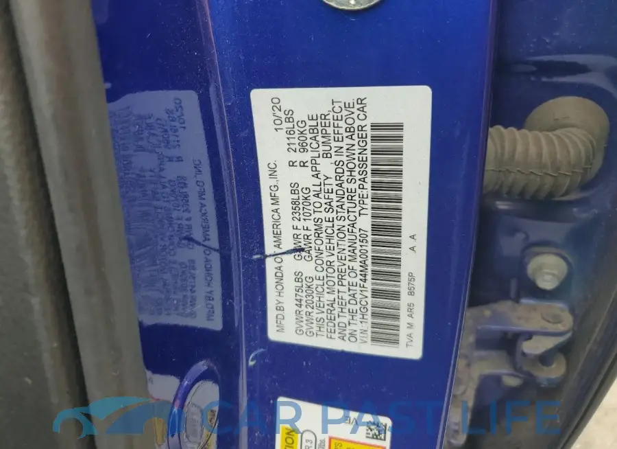 1HGCV1F44MA001507# 12