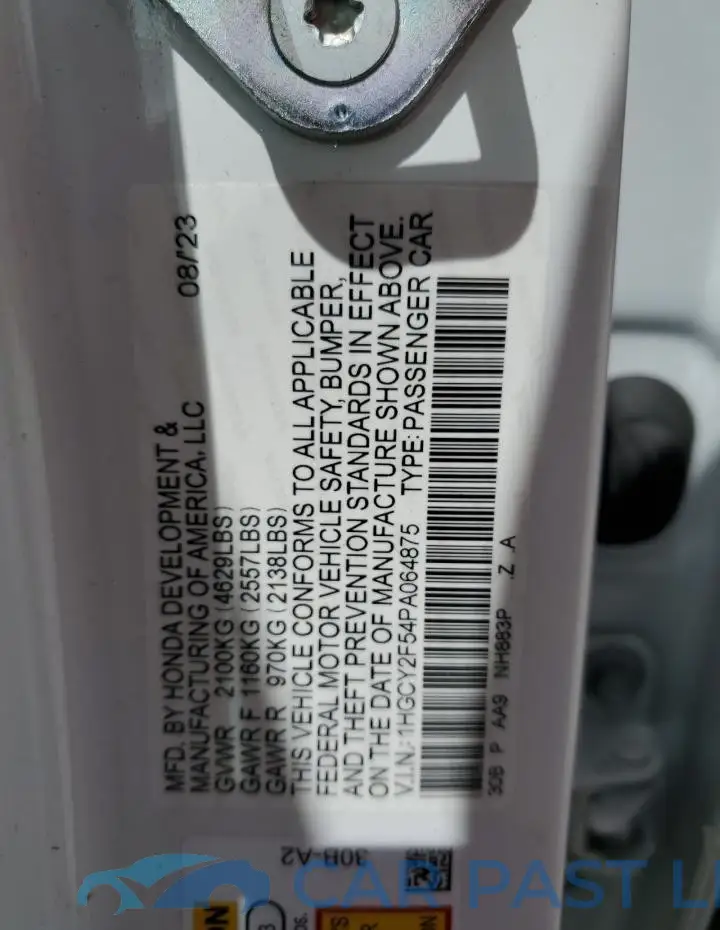 1HGCY2F54PA064875# 13