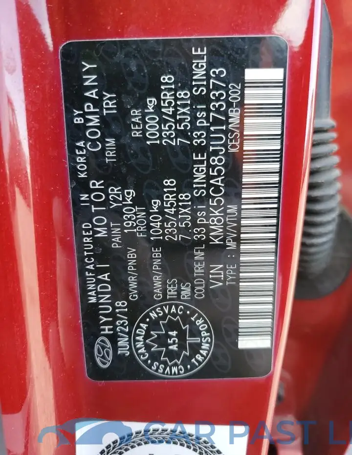 KM8K5CA58JU173373# 14