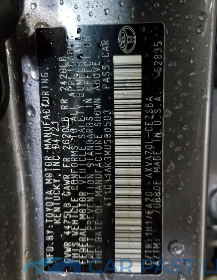 4T1G11AK3MU580503# 12