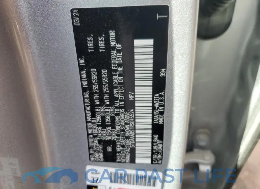 5TDAAAB51RS045524# 13