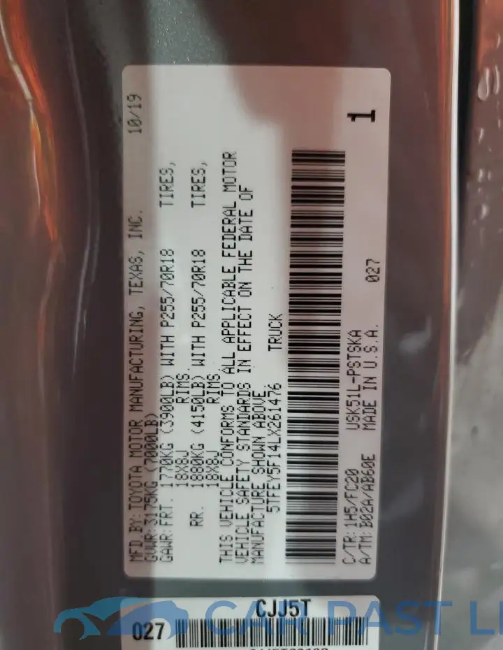5TFEY5F14LX261476# 13