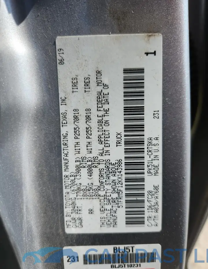 5TFRM5F12KX143986# 13