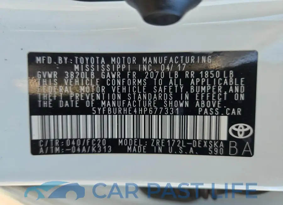 5YFBURHE4HP677331# 12