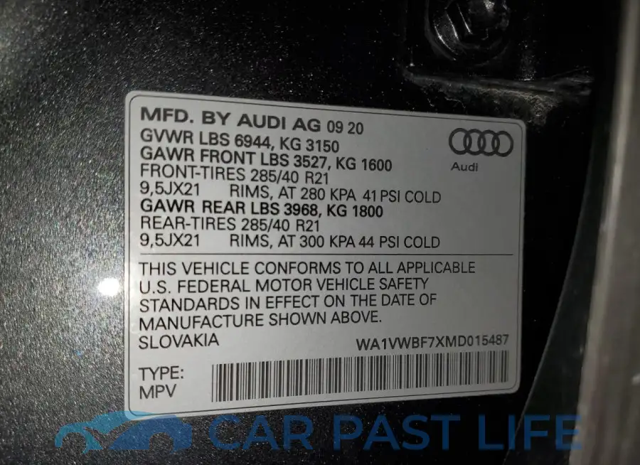 WA1VWBF7XMD015487# 13