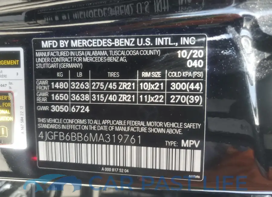 4JGFB6BB6MA319761# 14