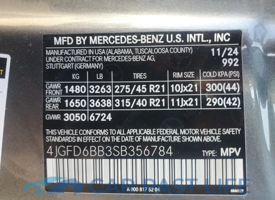 4JGFD6BB3SB356784# 13