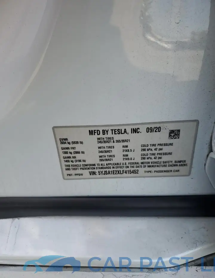 5YJSA1E2XLF415452# 12