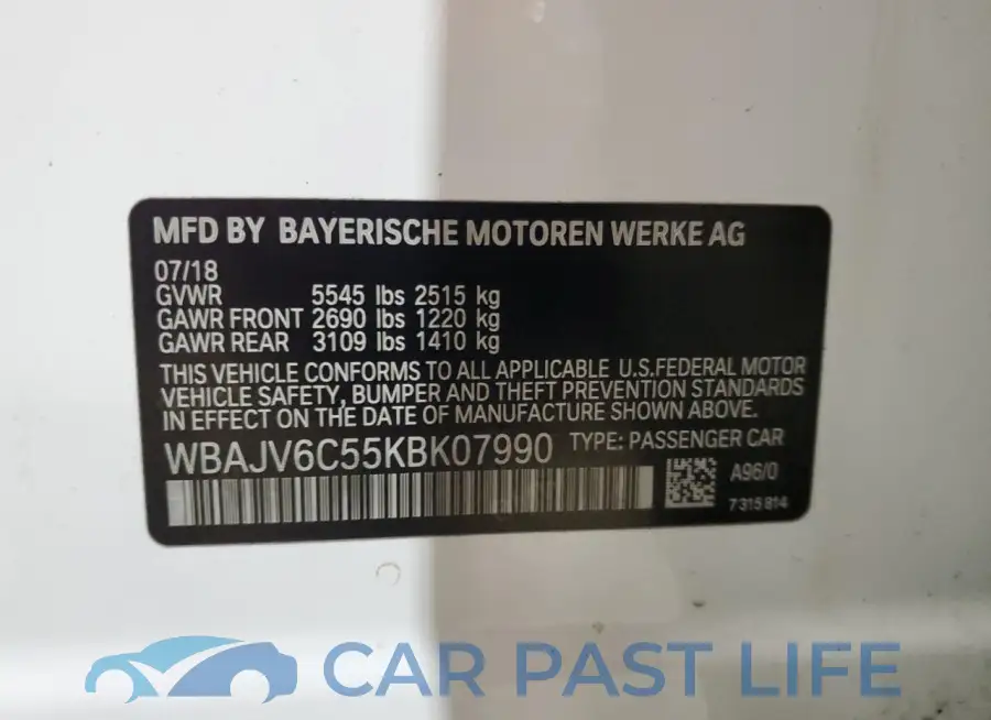 WBAJV6C55KBK07990# 12