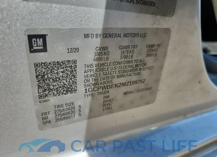 1GCPWBEK2MZ199752# 13