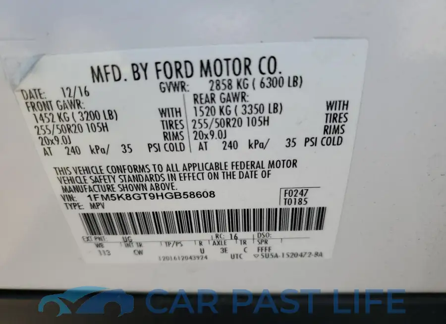 1FM5K8GT9HGB58608# 13