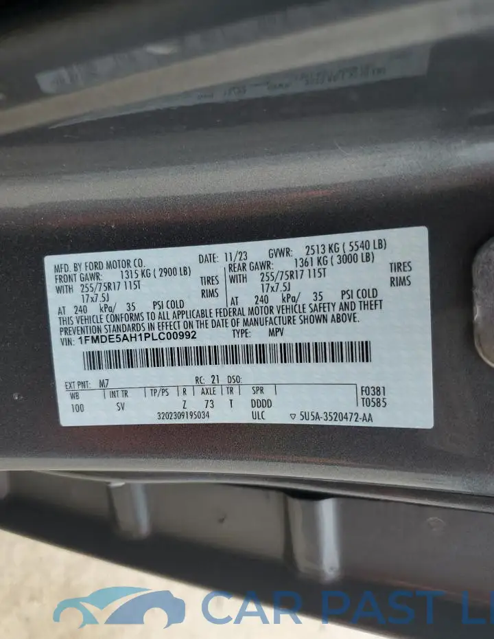 1FMDE5AH1PLC00992# 13