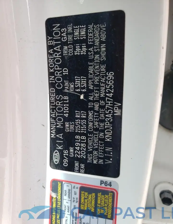 KNDJP3A57H7425696# 12