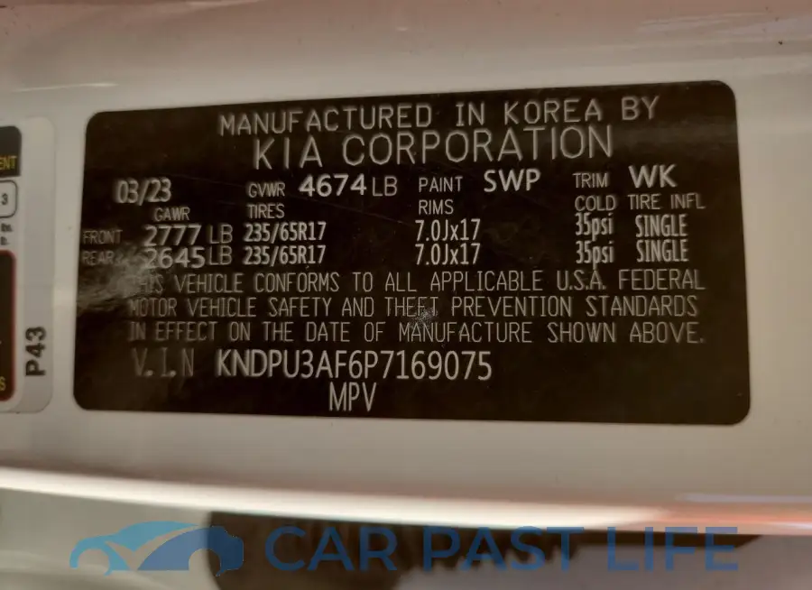 KNDPU3AF6P7169075# 13