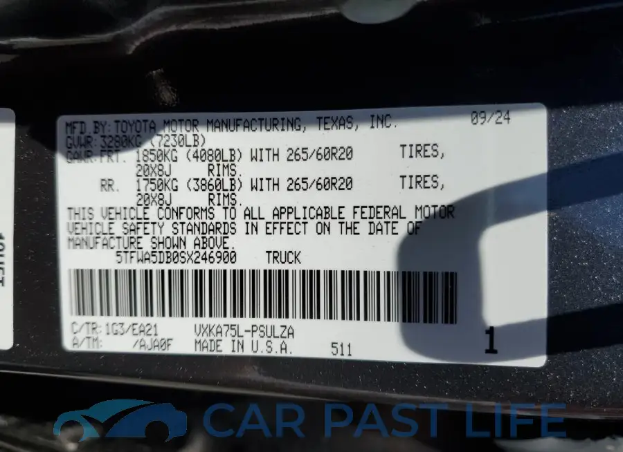 5TFWA5DB0SX246900# 12