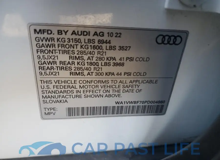 WA1VWBF70PD004860# 12