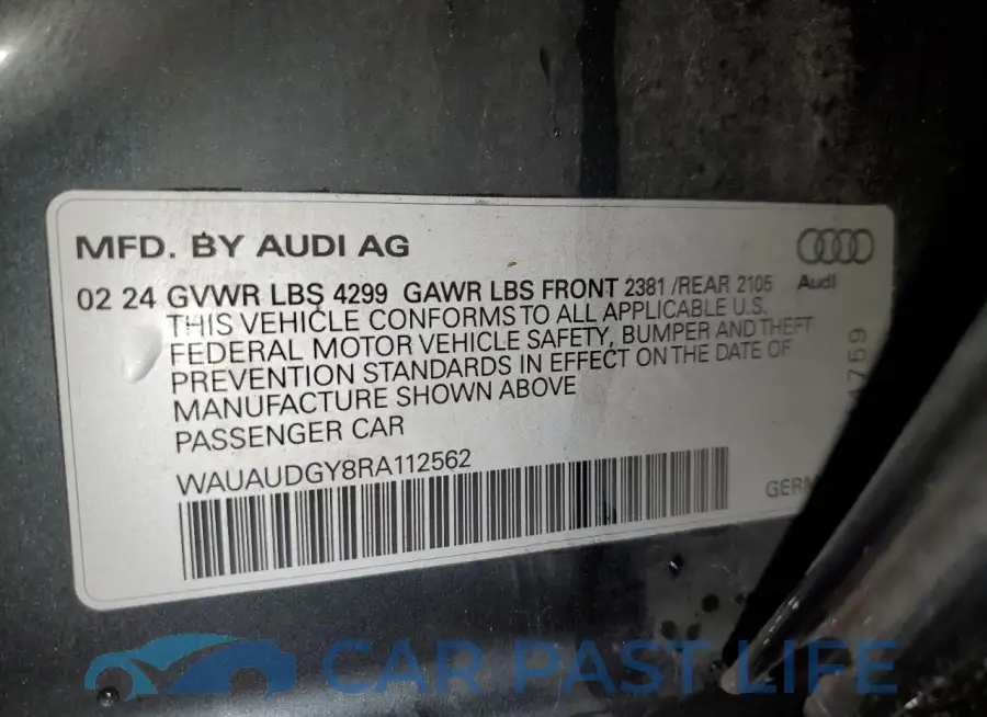 WAUAUDGY8RA112562# 12