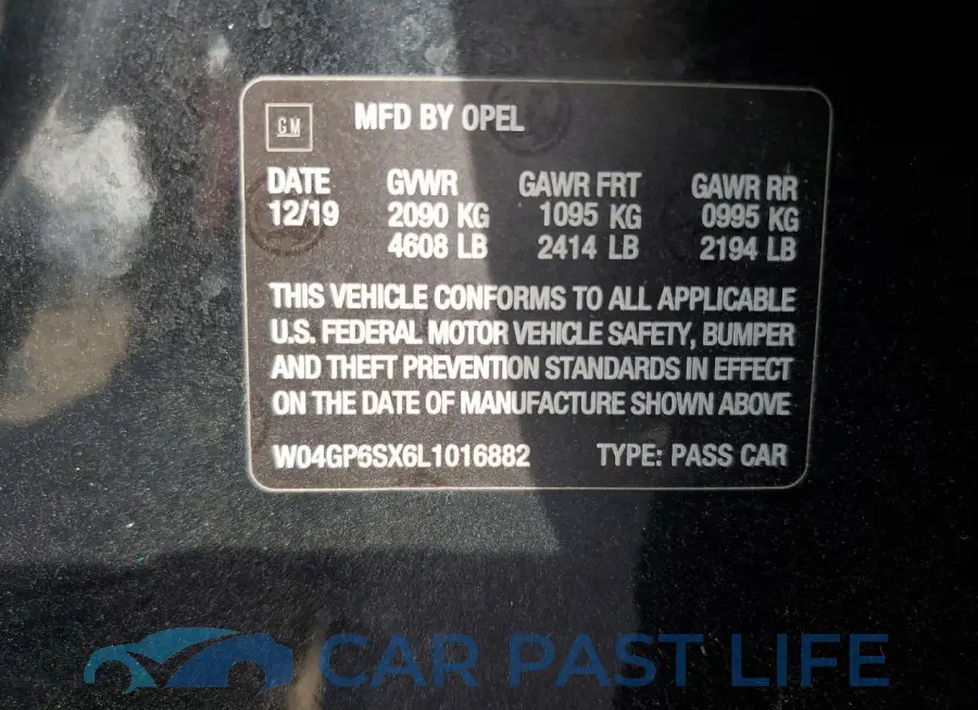 W04GP6SX6L1016882# 12