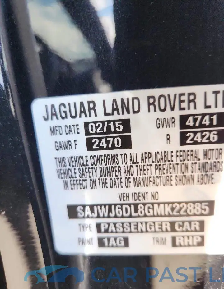 SAJWJ6DL8GMK22885# 12