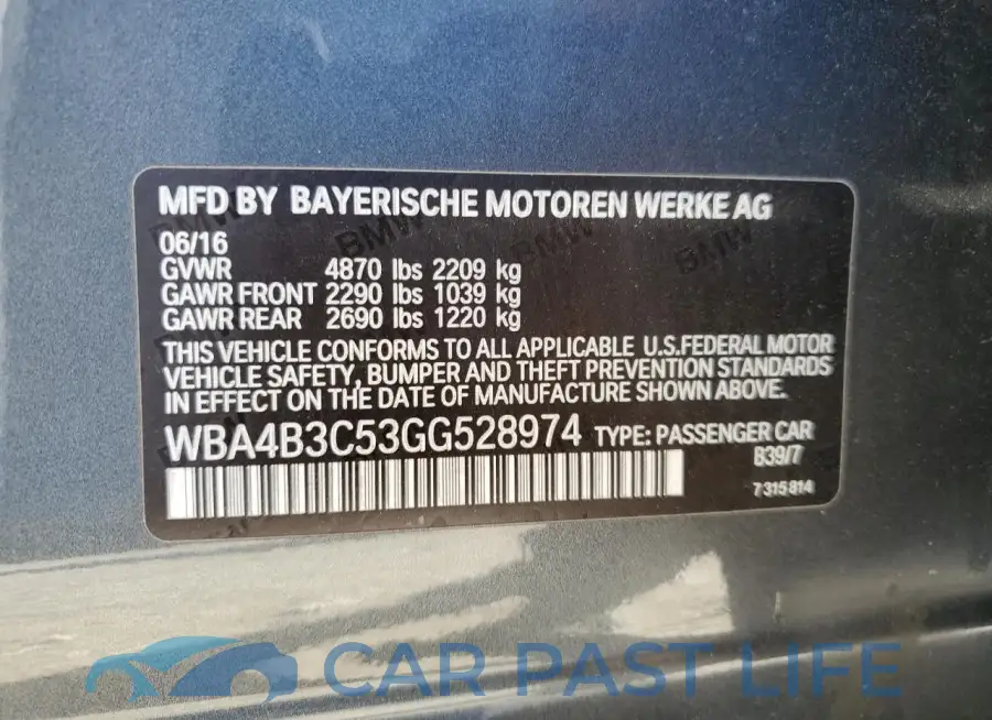 WBA4B3C53GG528974# 12