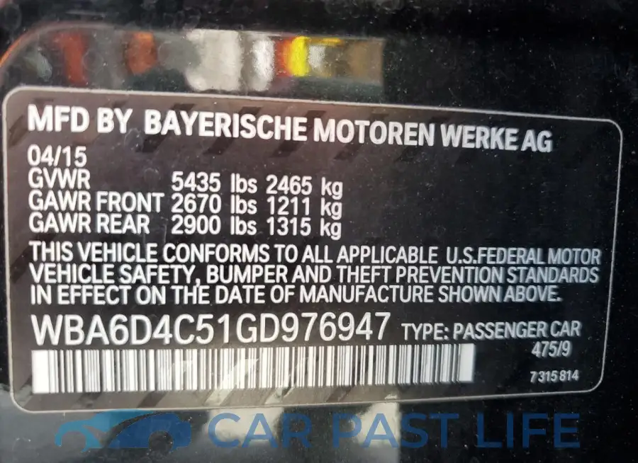 WBA6D4C51GD976947# 12