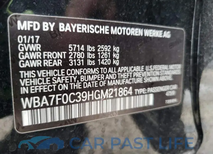 WBA7F0C39HGM21864# 13