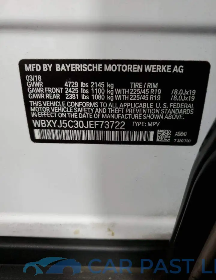 WBXYJ5C30JEF73722# 13