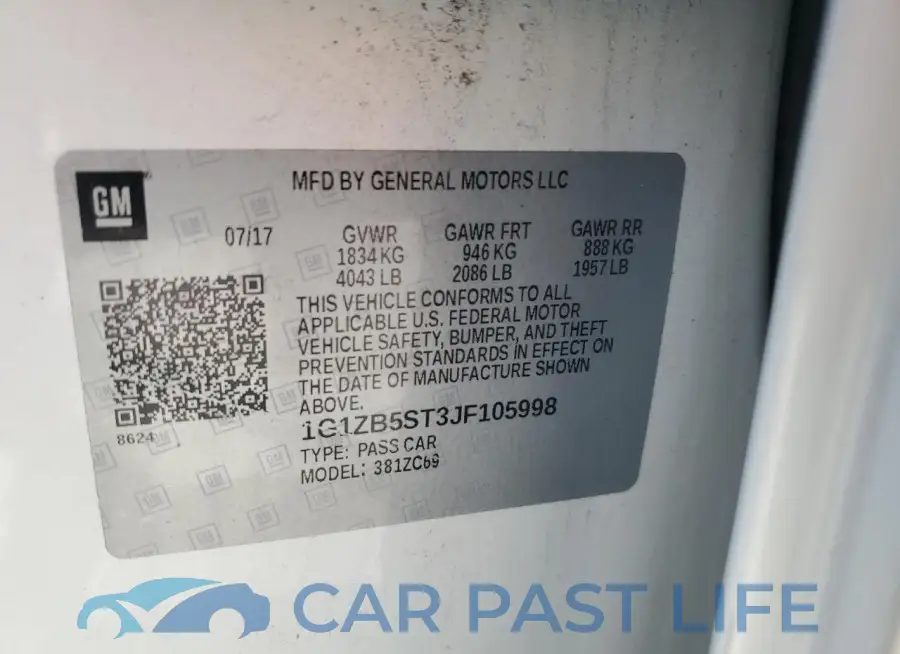 1G1ZB5ST3JF105998# 12