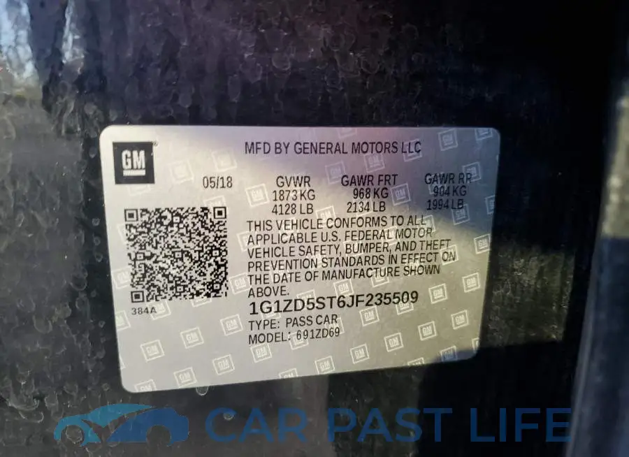 1G1ZD5ST6JF235509# 12