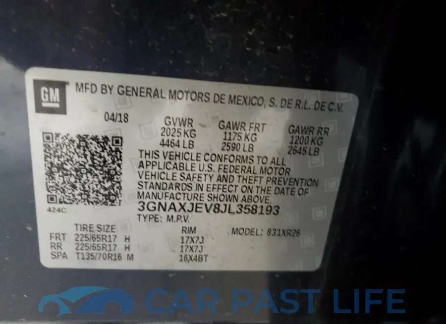3GNAXJEV8JL358193# 13