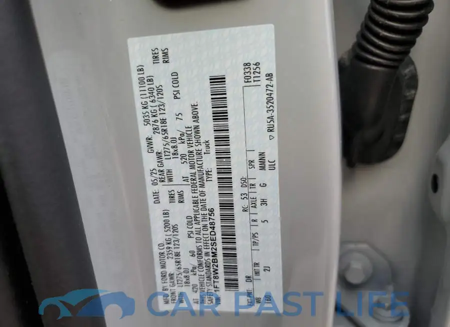 1FT8W2BM2SED48756# 12