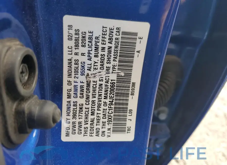 19XFC1F94JE200661# 12