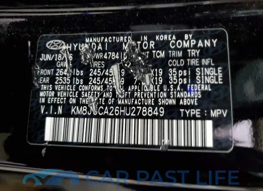 KM8J3CA26HU278849# 13