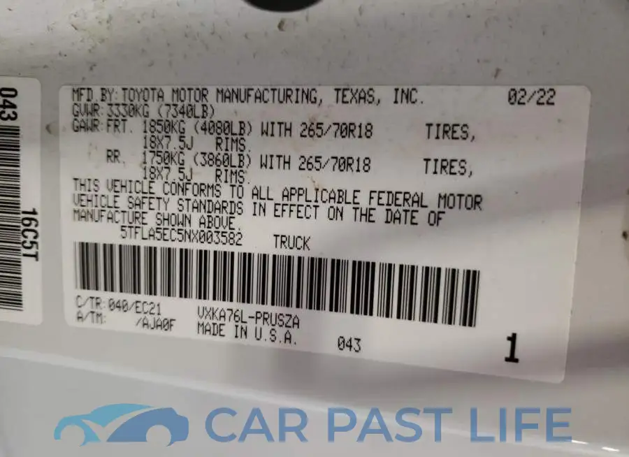 5TFLA5EC5NX003582# 12