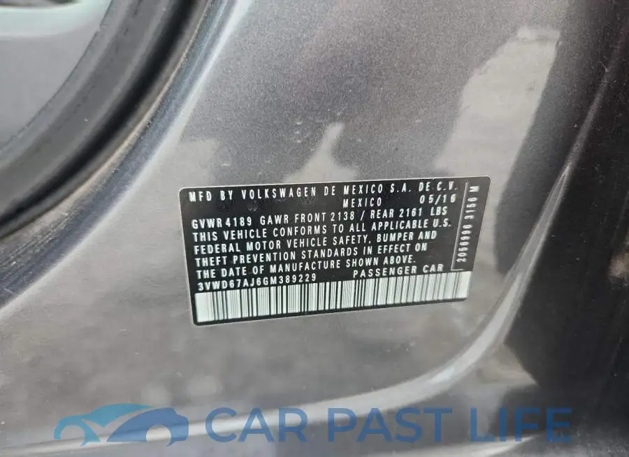 3VWD67AJ6GM389229# 12