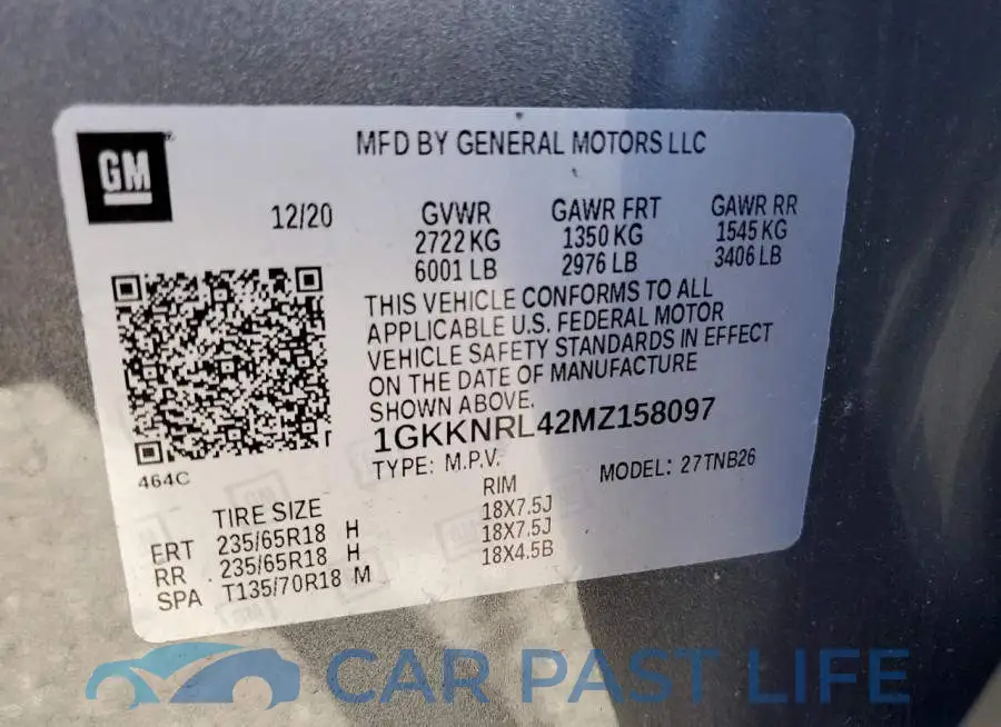 1GKKNRL42MZ158097# 13