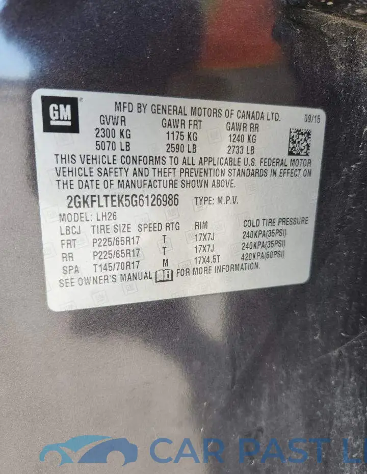 2GKFLTEK5G6126986# 14