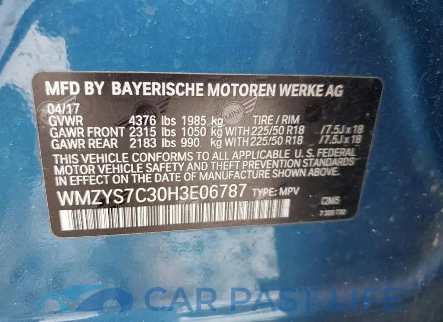 WMZYS7C30H3E06787# 12
