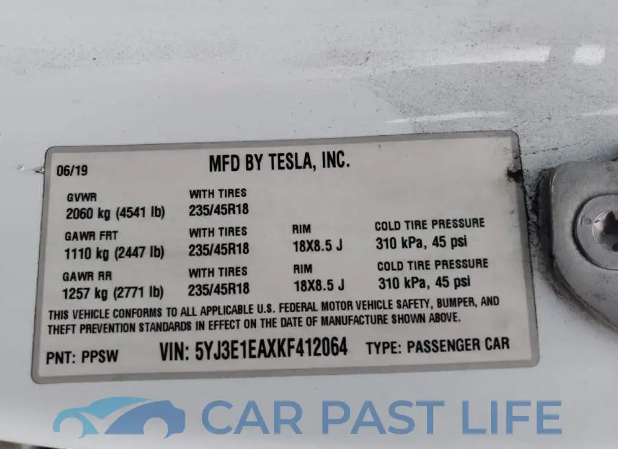 5YJ3E1EAXKF412064# 12