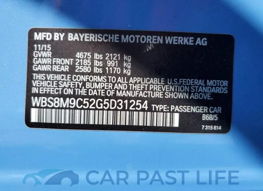 WBS8M9C52G5D31254# 13