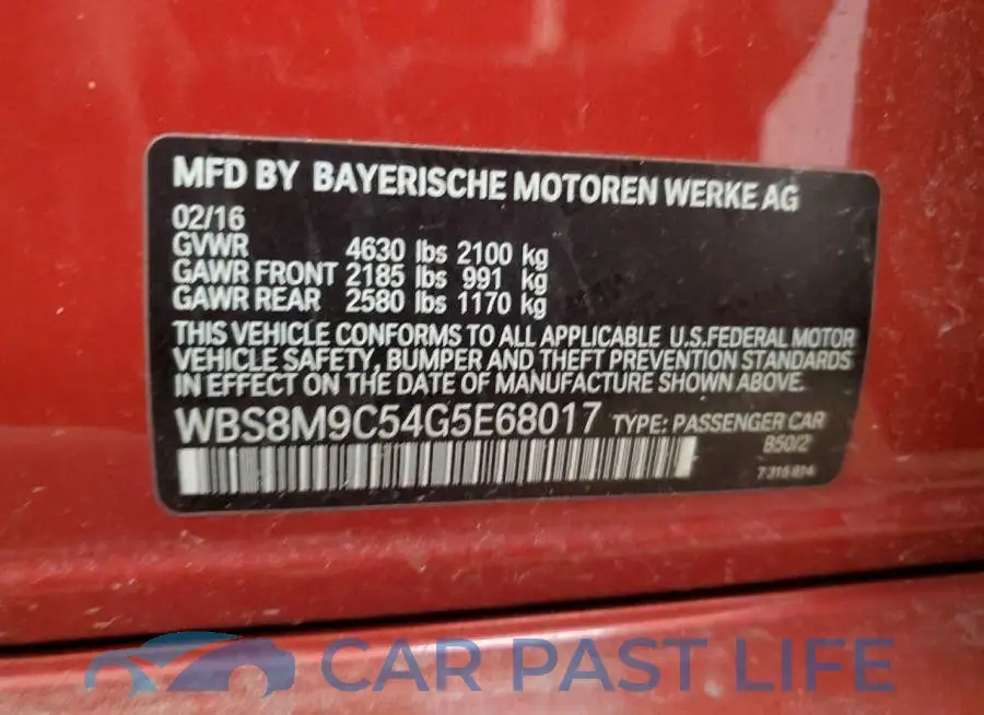 WBS8M9C54G5E68017# 13
