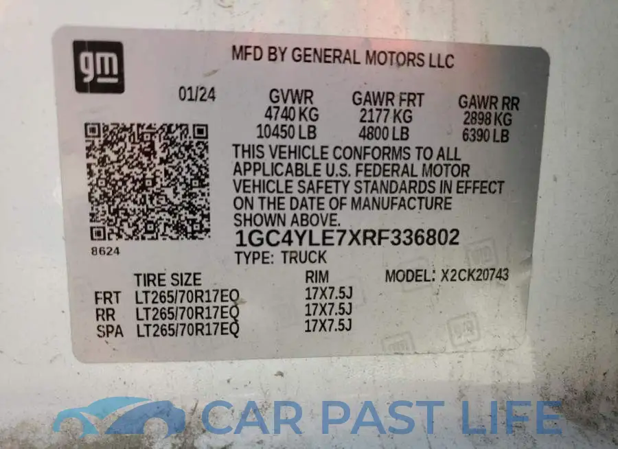 1GC4YLE7XRF336802# 12