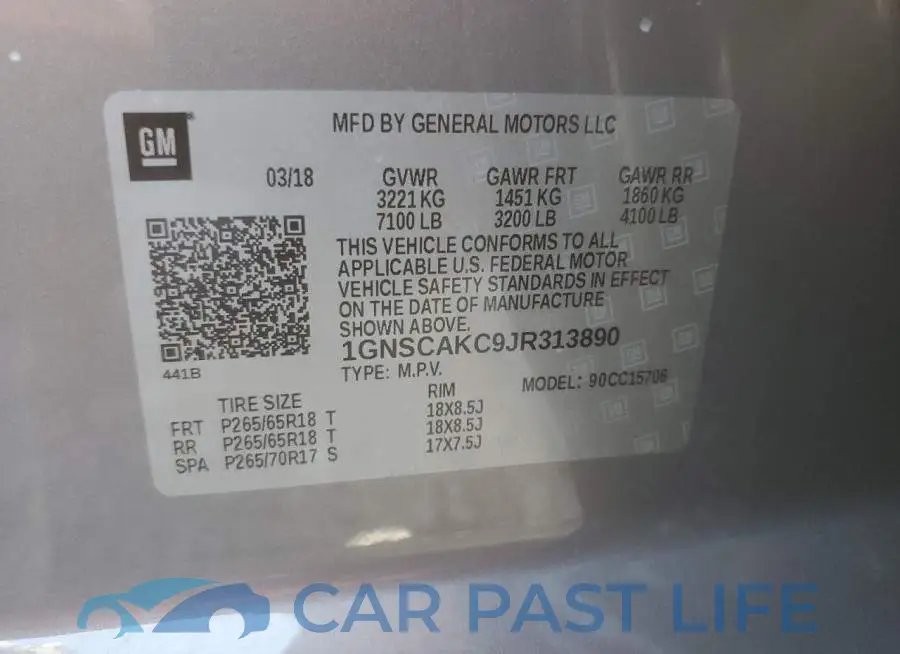 1GNSCAKC9JR313890# 14