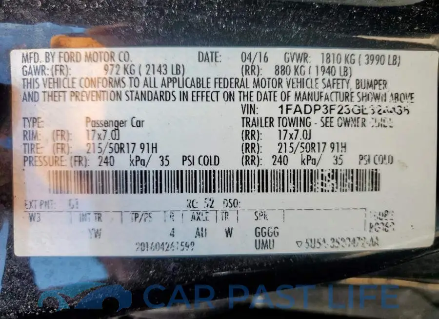1FADP3F23GL324436# 12