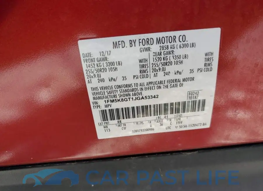 1FM5K8GT1JGA53342# 13
