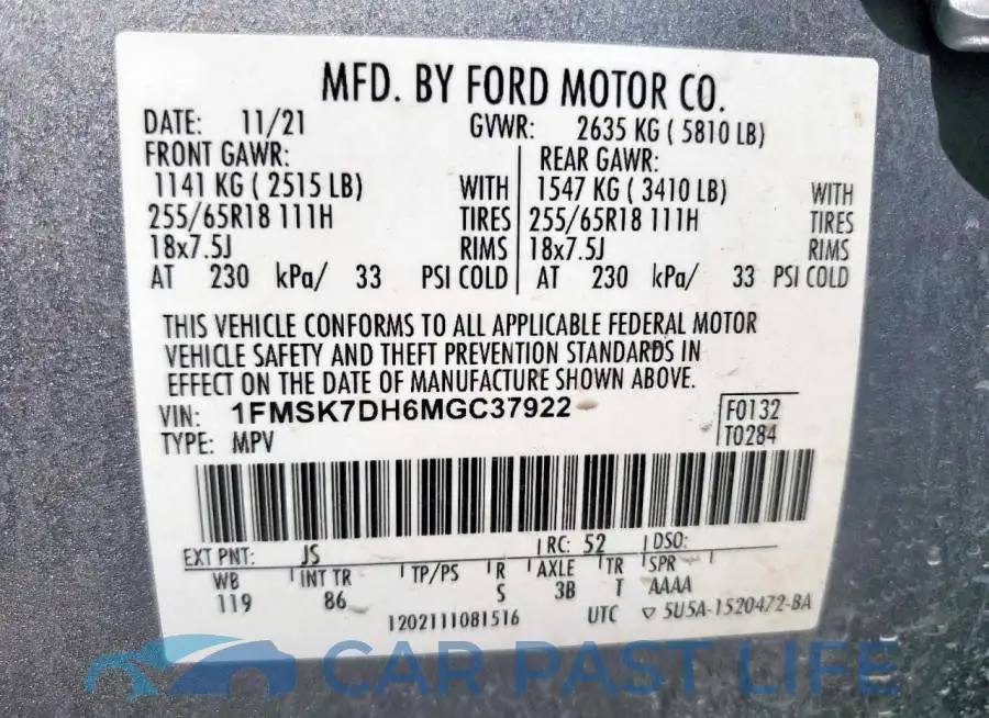 1FMSK7DH6MGC37922# 13