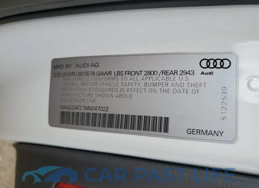 WAUU2AF21MN047022# 12