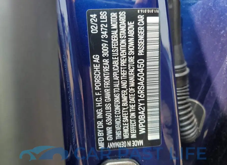 WP0BA2Y16RSA60450# 12